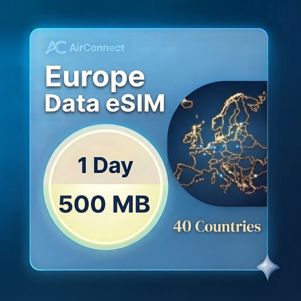 Europe(40+ areas) 500MB/Day