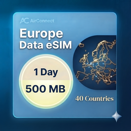 Europe(40+ areas) 500MB/Day