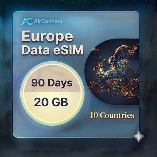 Europe(40+ areas) 20GB 90Days
